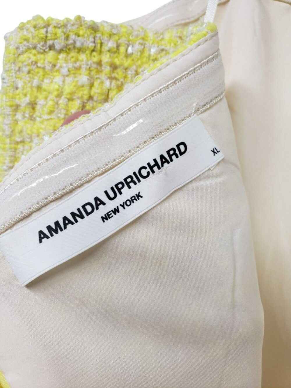 Amanda Uprichard x REVOLVE $250 Fae Yellow Tweed Belted Strapless Mini Dress - Picture 11 of 15
